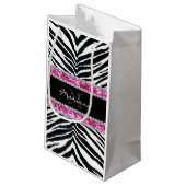 モノグラムのでフェイクなグリッターのきらきら光るなラインストーンの女の子 スモールペーパーバッグ (裏面アングル)