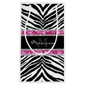 モノグラムのでフェイクなグリッターのきらきら光るなラインストーンの女の子 スモールペーパーバッグ (正面)