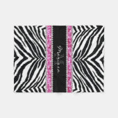 モノグラムのでフェイクなグリッターのきらきら光るなラインストーンの女の子 フリースブランケット (正面(横))