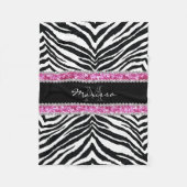 モノグラムのでフェイクなグリッターのきらきら光るなラインストーンの女の子 フリースブランケット (正面)