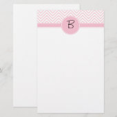 モノグラムので敏感で粋なピンクのシェブロン 便箋 (正面/裏面)