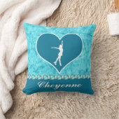 モノグラムので美しいターコイズのフィギュアスケート選手 クッション (ブランケット)