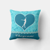 モノグラムので美しいターコイズのフィギュアスケート選手 クッション (裏面)