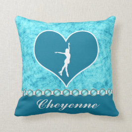 モノグラムので美しいターコイズのフィギュアスケート選手 クッション