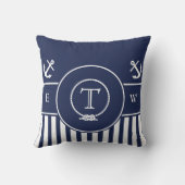 モノグラムので航海のな濃紺いかりおよびライン クッション (裏面)