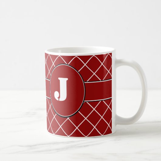 モノグラムので赤いダイヤモンド コーヒーマグカップ (右)