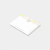 モノグラムので黄色い灰色の花のダマスク織 ポストイット (アングル)