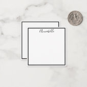 モノグラムので黒い寄宿生のメッセージカード及び封筒 ノートカード (正面/裏面インサイチュ)