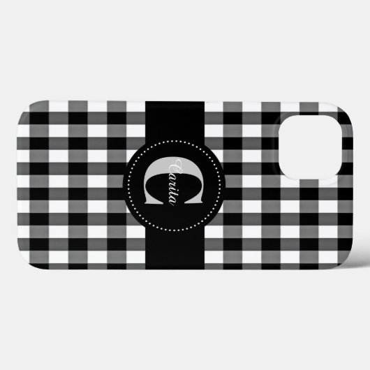 モノグラムので黒くか白いギンガム堅いXtreme Case-Mate iPhoneケース (裏面 (横))