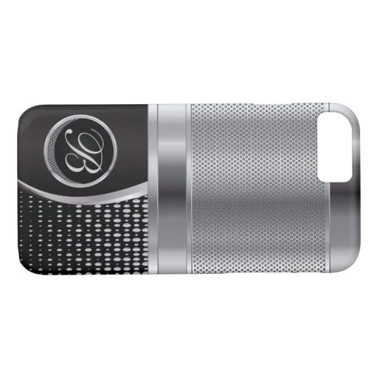 モノグラムので黒く、銀製の金属網 Case-Mate iPhoneケース (裏面(横))