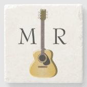 モノグラムのなアコースティックギター ストーンコースター (正面)