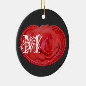 モノグラムのなイニシャルのバラの花模様カット セラミックオーナメント (右)