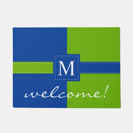 モノグラムのなイニシャルの歓迎 ドアマット (正面)