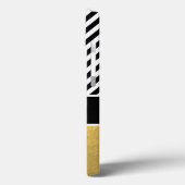 モノグラムのなガーリーな金ゴールドおよび黒いシェブロン Case-Mate iPhoneケース (裏面 / 左)