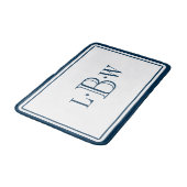 モノグラムのなクラシックで青いボーダー バスマット (アングル)