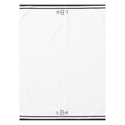 モノグラムのなクラシックで黒いボーダー テーブルクロス (正面)