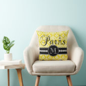 モノグラムのなシックで黄色いダマスク織パリ クッション (椅子)