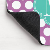 モノグラムのなシックな紫色及びターコイズの大きい点 マウスパッド (コーナー)