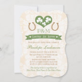 モノグラムのなシャムロックおよび蹄鉄のブライダルシャワー 招待状 (正面)