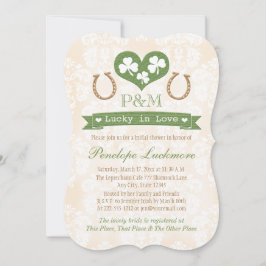 モノグラムのなシャムロックおよび蹄鉄のブライダルシャワー 招待状