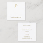 モノグラムのなスタイリッシュなモダンのカッコいいのテンプレートの金ゴールド スクエア名刺 (正面/裏面)