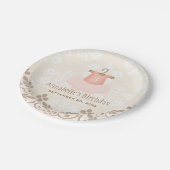 モノグラムのなチュチュのバレエのテーマの誕生日 ペーパープレート (アングル)