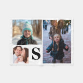 モノグラムのなパーソナライズな3つの写真のコラージュ フリースブランケット (正面(横))