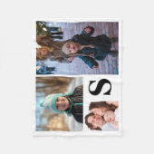 モノグラムのなパーソナライズな3つの写真のコラージュ フリースブランケット (正面)