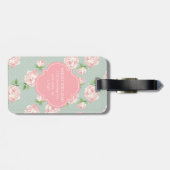 モノグラムのなピンクおよび真新しいヴィンテージのバラパターン ラゲッジタグ (裏面横)