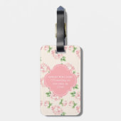 モノグラムのなピンクのヴィンテージのバラパターン ラゲッジタグ (裏面縦)