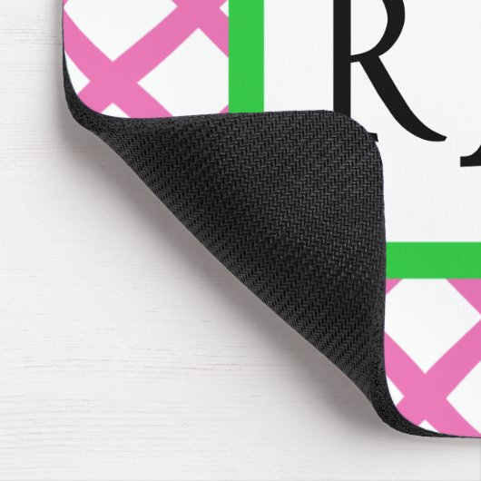 モノグラムのなピンクの格子マウスパッド マウスパッド (コーナー)