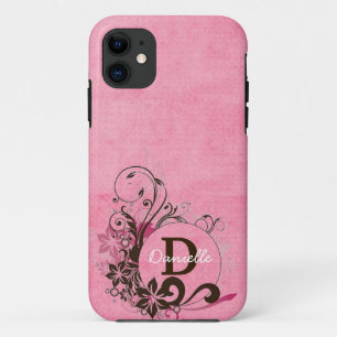 モノグラムのなピンクの花の堅い極端iPhone5の場合 iPhone 11 ケース