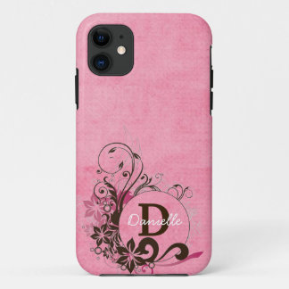 モノグラムのなピンクの花の堅い極端iPhone5の場合 iPhone 11 ケース