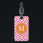 モノグラムのなピンクの蜜柑のダイヤモンドのイカットパターン ラゲッジタグ<br><div class="desc">スタイリッシュで、シックな設計特微カラフルおよびトレンディーのダイヤモンドのイカットパターン。</div>