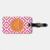 モノグラムのなピンクの蜜柑のダイヤモンドのイカットパターン ラゲッジタグ (裏面横)