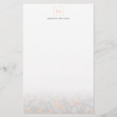 モノグラムのなフェイクな大理石およびばら色の金ゴールドの質 便箋 (正面)