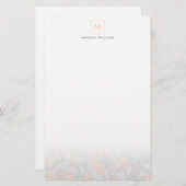 モノグラムのなフェイクな大理石およびばら色の金ゴールドの質 便箋 (正面/裏面)