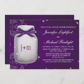 モノグラムのなホタルのメーソンジャーのカップルのシャワー 招待状 (正面/裏面)