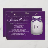 モノグラムのなホタルのメーソンジャーのブライダルシャワー 招待状 (正面/裏面)