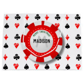 モノグラムのなポーカー用のチップが付いているトランプのスーツ ラージペーパーバッグ (正面)