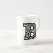 モノグラムのなマグ: 手紙"B " ボーンチャイナマグカップ (正面右)