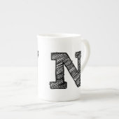モノグラムのなマグ: 手紙"N " ボーンチャイナマグカップ (正面右)