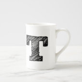 モノグラムのなマグ: 手紙"T " ボーンチャイナマグカップ (右)