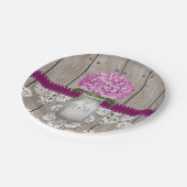 モノグラムのなメーソンジャーのプラムアジサイの結婚式 ペーパープレート (アングル)