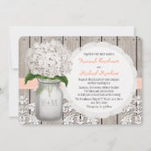 モノグラムのなメーソンジャーのモモのアジサイの結婚式 招待状 (正面)