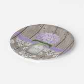 モノグラムのなメーソンジャーの紫色のアジサイの結婚式 ペーパープレート (アングル)