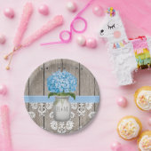 モノグラムのなメーソンジャーの青いアジサイの結婚式 ペーパープレート (パーティー)