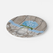 モノグラムのなメーソンジャーの青いアジサイの結婚式 ペーパープレート (アングル)