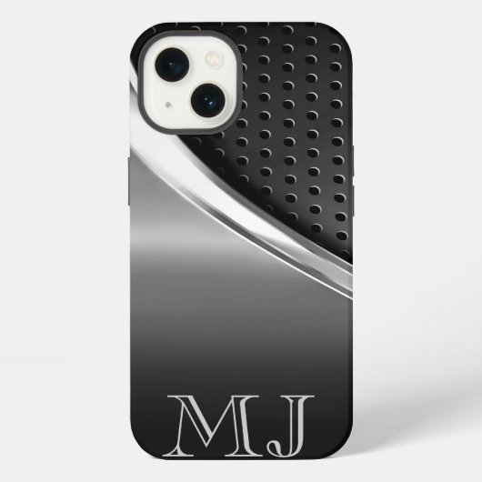 モノグラムのなモダンな金属一見 iPhoneケース (裏面)