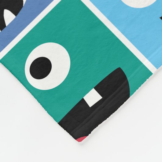 モノグラムのなモンスターの顔パターンはカラフルをからかいます フリースブランケット (角)